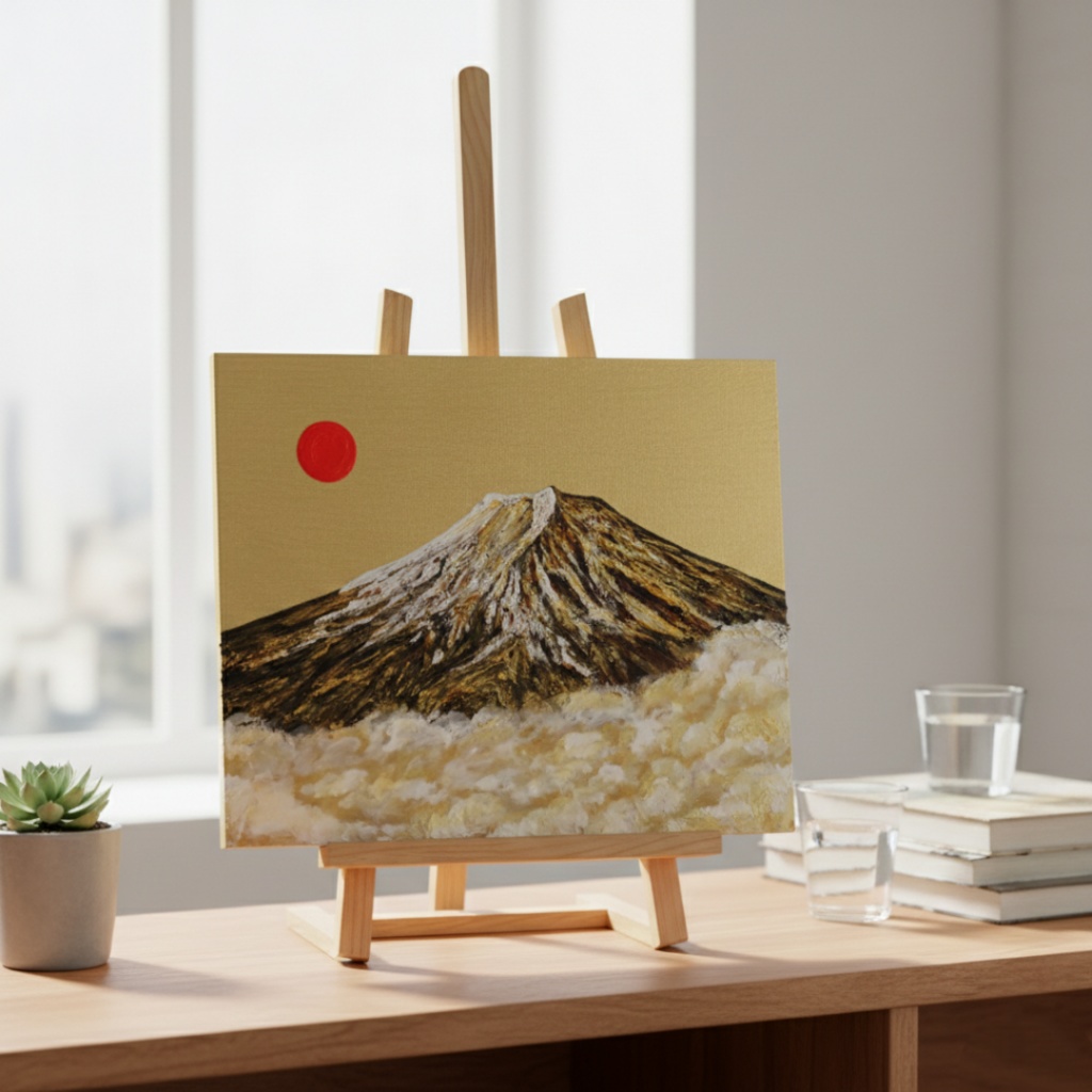 油絵「黄金の輝きが放つ生命力」絵画 油彩画 木製パネル 壁掛け インテリア雑貨