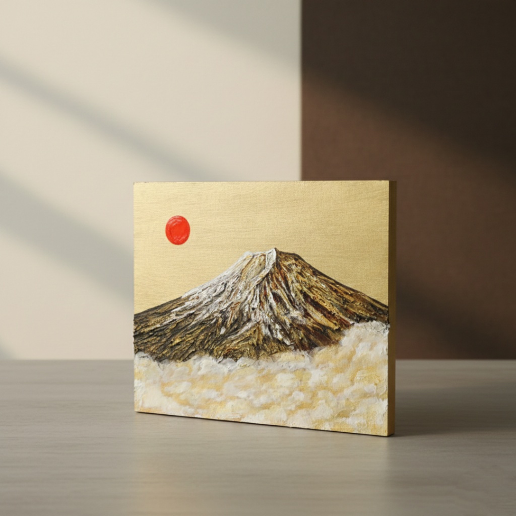 油絵「黄金の輝きが放つ生命力」絵画 油彩画 木製パネル 壁掛け インテリア雑貨