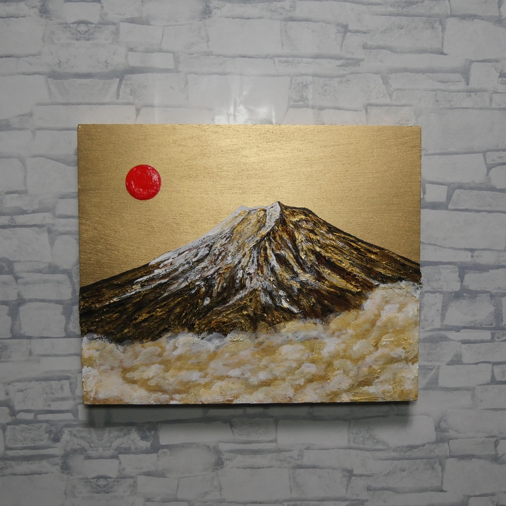 油絵「黄金の輝きが放つ生命力」絵画 油彩画 木製パネル 壁掛け インテリア雑貨