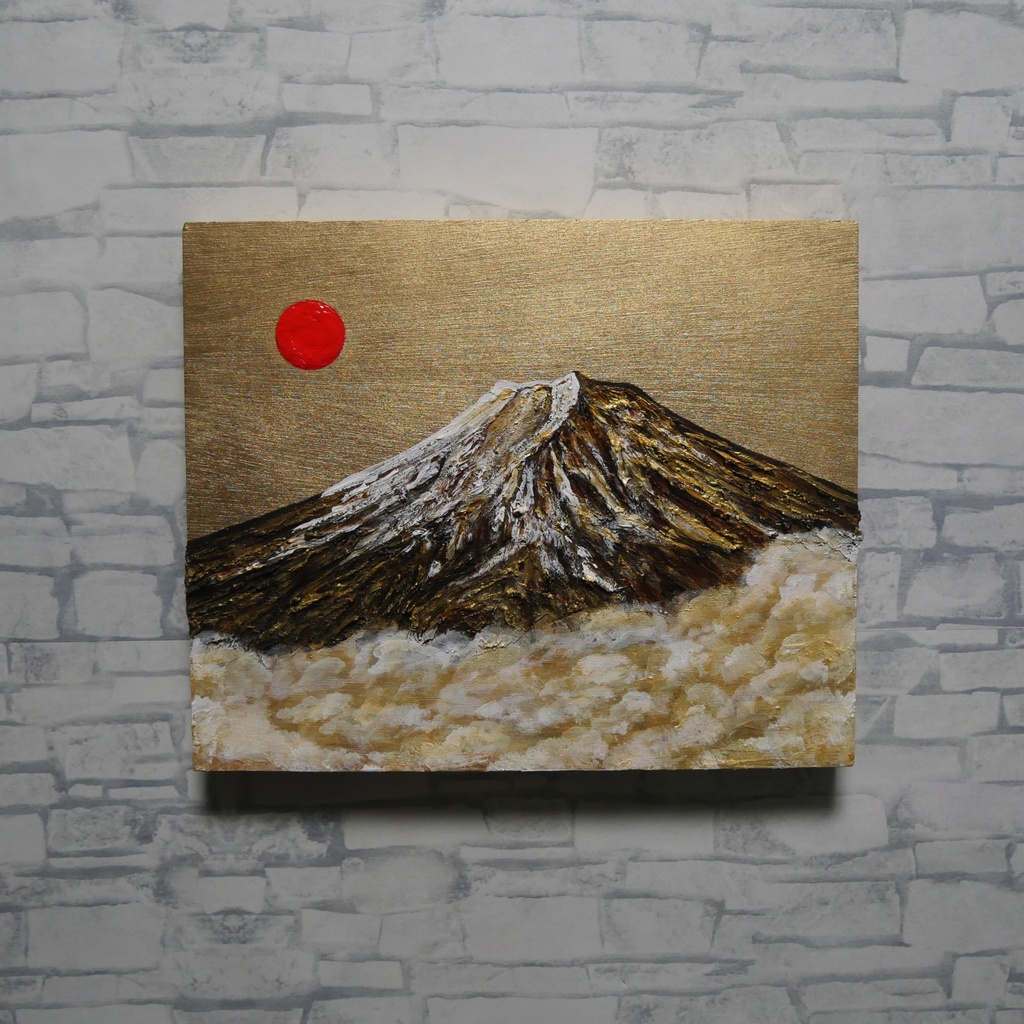 油絵「黄金の輝きが放つ生命力」絵画 油彩画 木製パネル 壁掛け インテリア雑貨