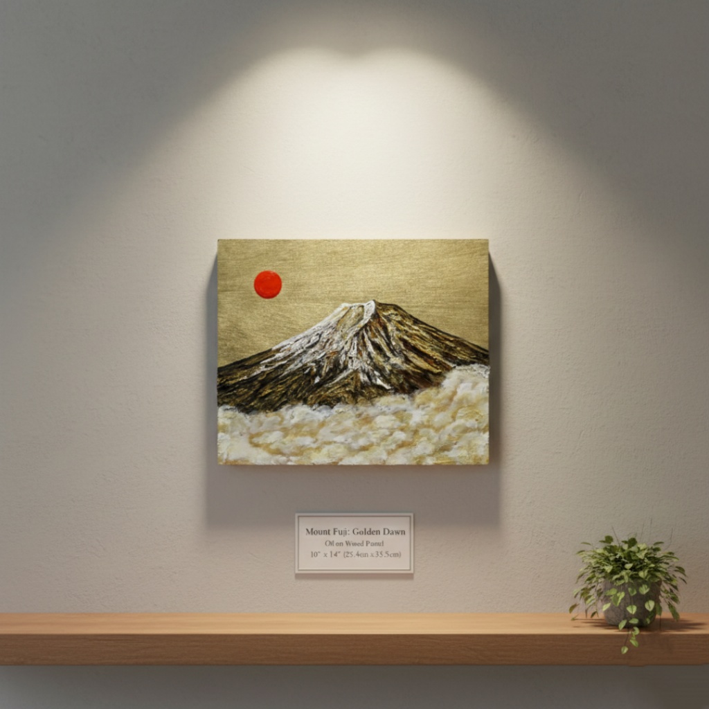 油絵「黄金の輝きが放つ生命力」絵画 油彩画 木製パネル 壁掛け インテリア雑貨