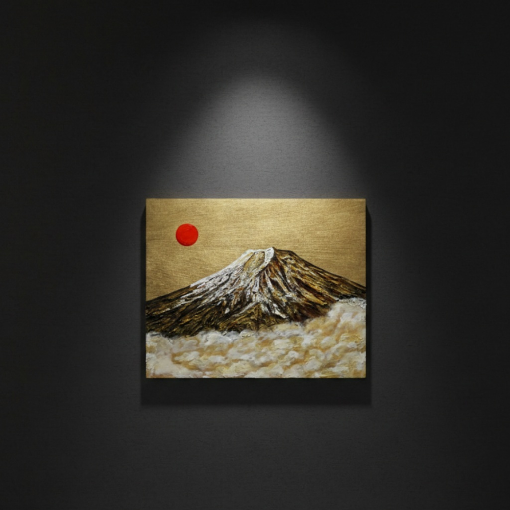 油絵「黄金の輝きが放つ生命力」絵画 油彩画 木製パネル 壁掛け インテリア雑貨