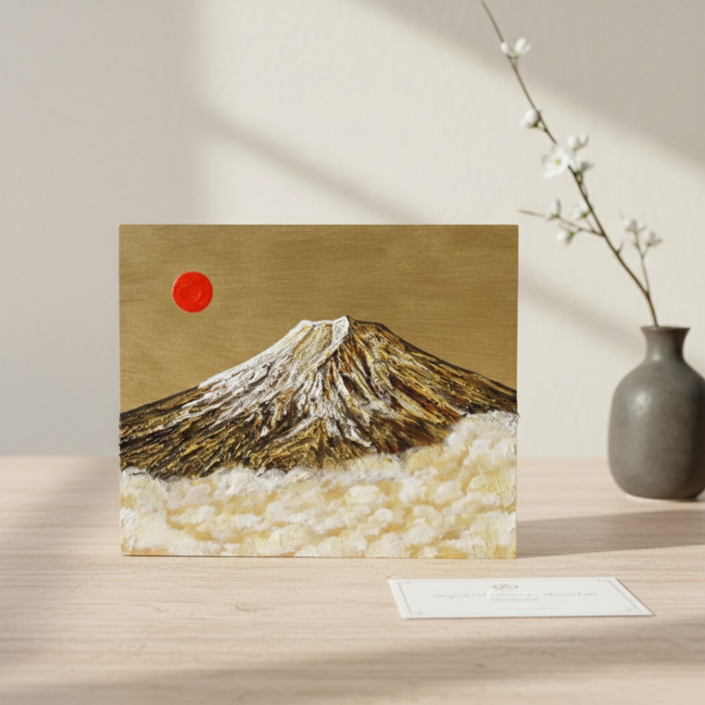 油絵「黄金の輝きが放つ生命力」絵画 油彩画 木製パネル 壁掛け インテリア雑貨