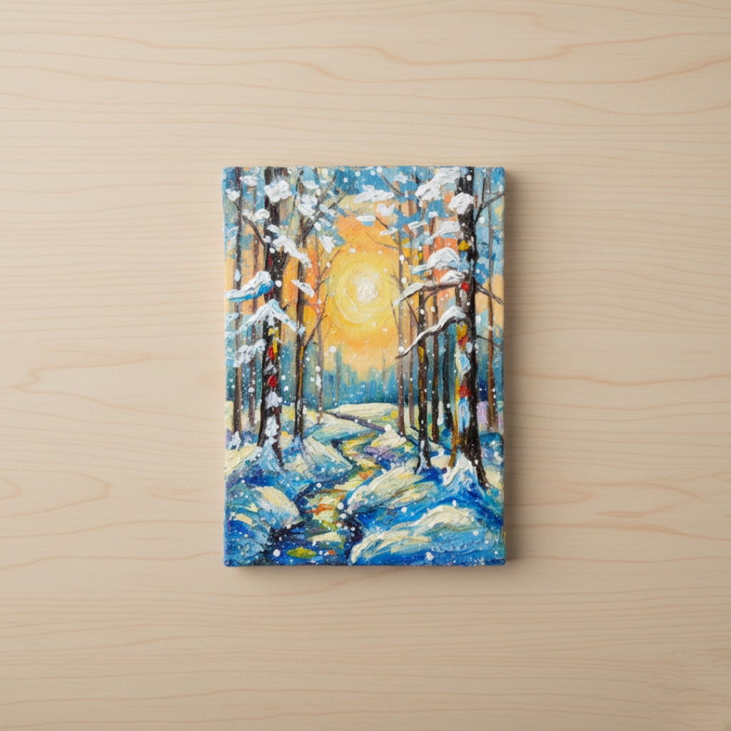 油絵 原画【黄金色の冬】油彩画 風景画 インテリア 壁掛け 絵画 プレゼント お祝い 絵画 肉筆 一点物 モダン