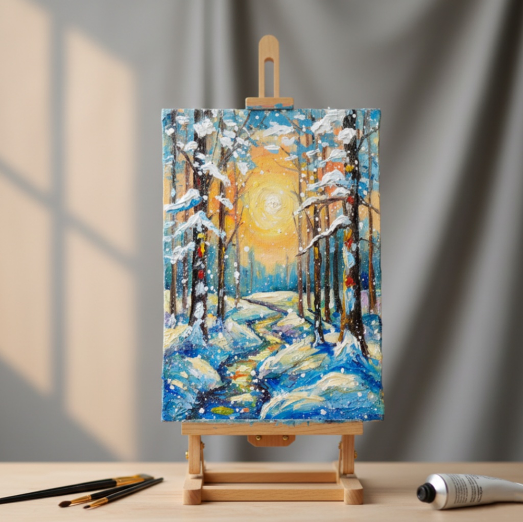 油絵 原画【黄金色の冬】油彩画 風景画 インテリア 壁掛け 絵画 プレゼント お祝い 絵画 肉筆 一点物 モダン