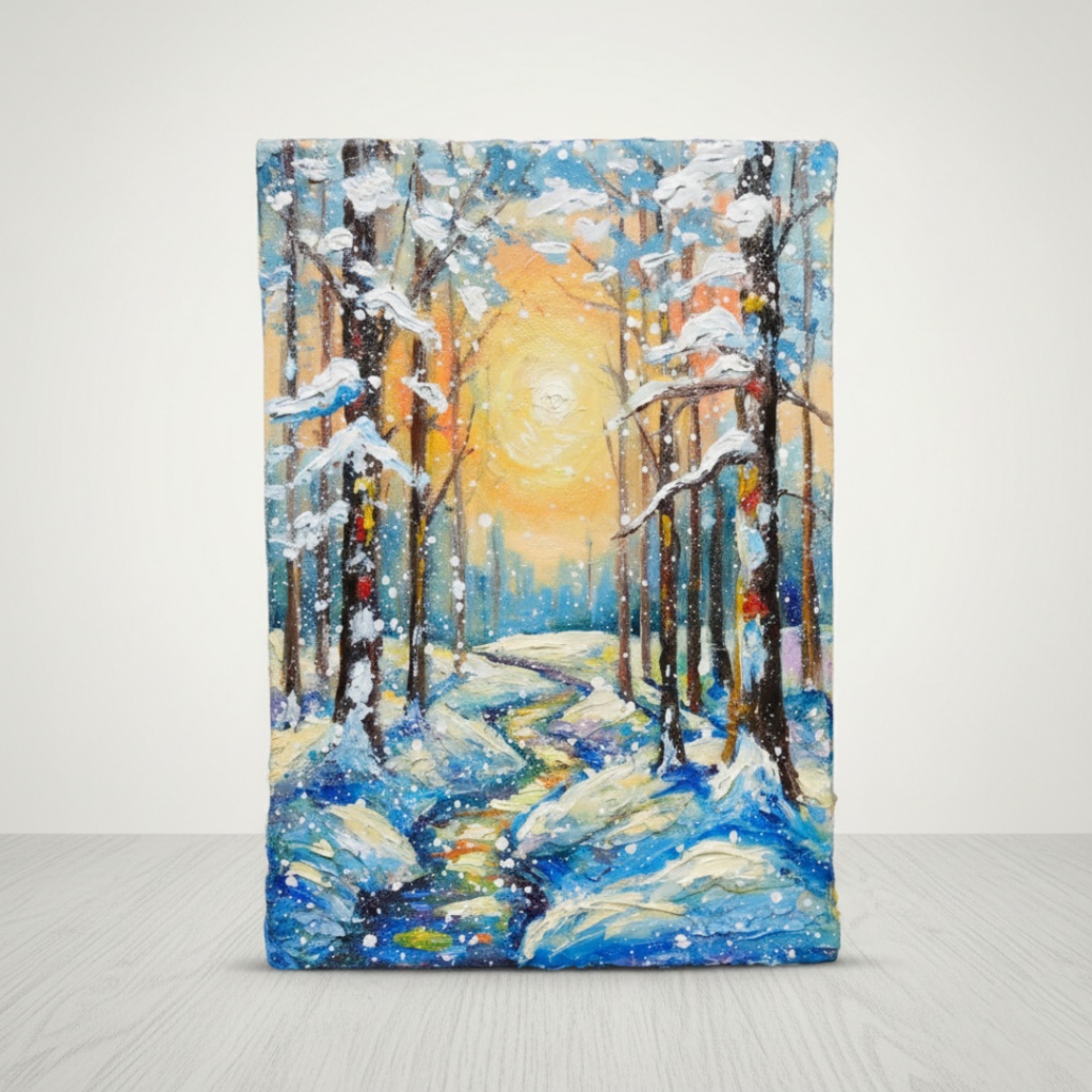 油絵 原画【黄金色の冬】油彩画 風景画 インテリア 壁掛け 絵画 プレゼント お祝い 絵画 肉筆 一点物 モダン