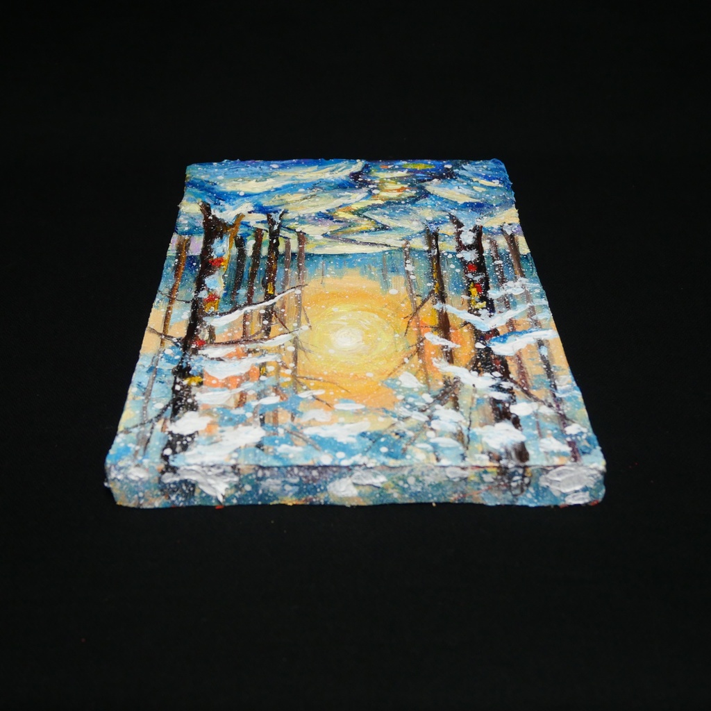 油絵 原画【黄金色の冬】油彩画 風景画 インテリア 壁掛け 絵画 プレゼント お祝い 絵画 肉筆 一点物 モダン