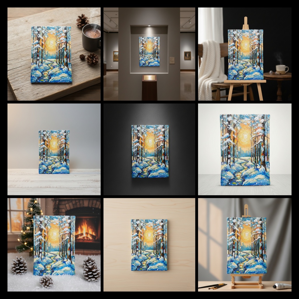 油絵 原画【黄金色の冬】油彩画 風景画 インテリア 壁掛け 絵画 プレゼント お祝い 絵画 肉筆 一点物 モダン