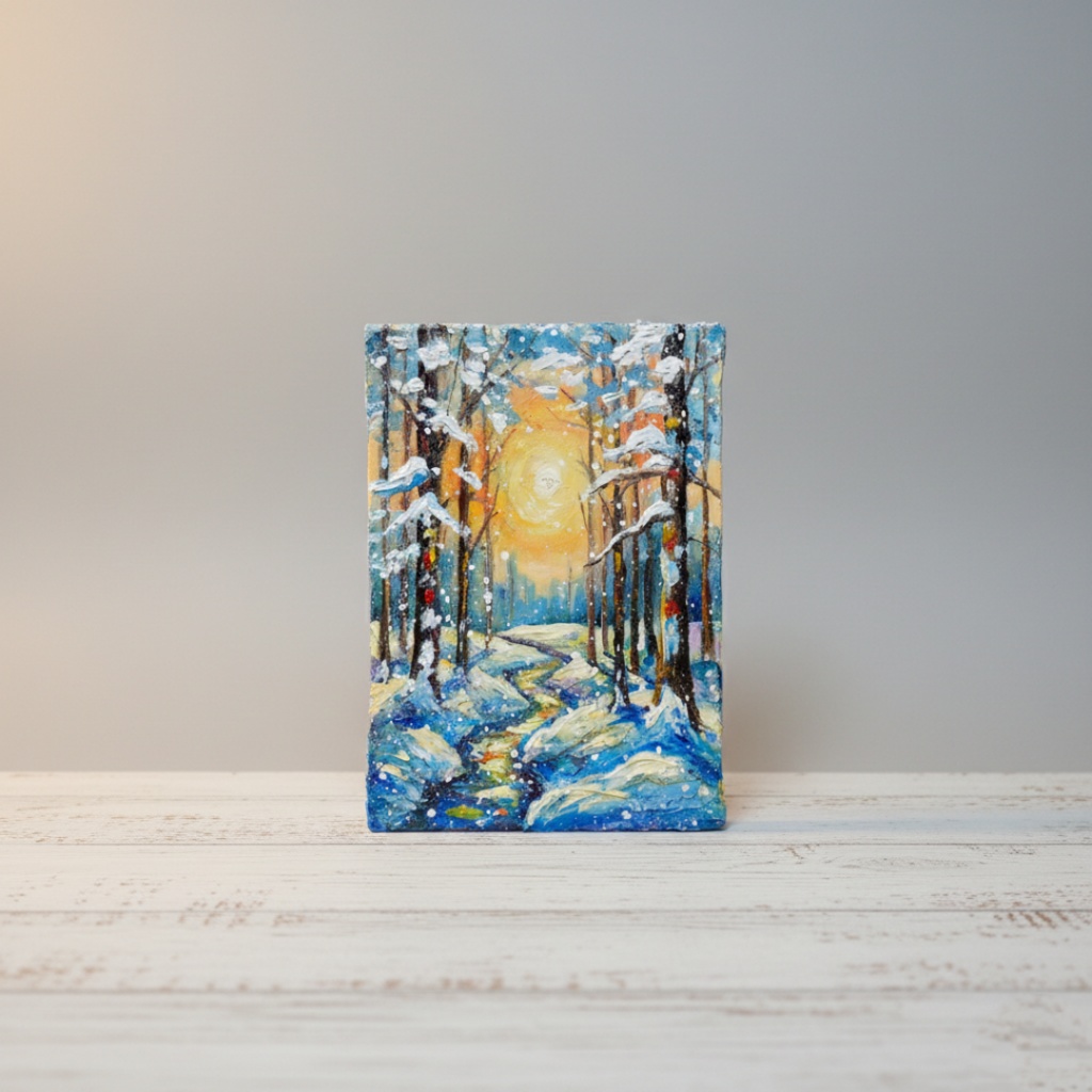 油絵 原画【黄金色の冬】油彩画 風景画 インテリア 壁掛け 絵画 プレゼント お祝い 絵画 肉筆 一点物 モダン