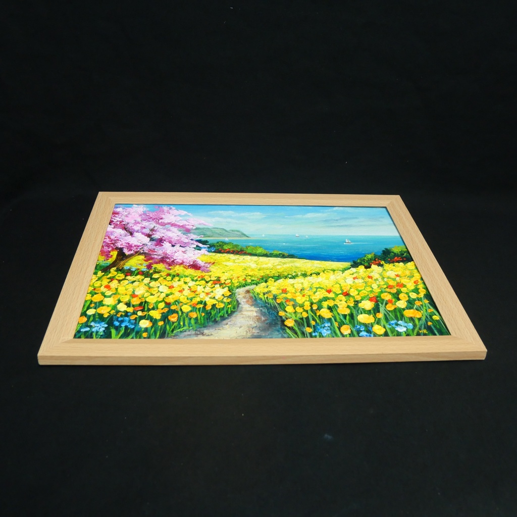 油絵 絵画【希望の花咲く春の日】インテリア 油彩画 春 花