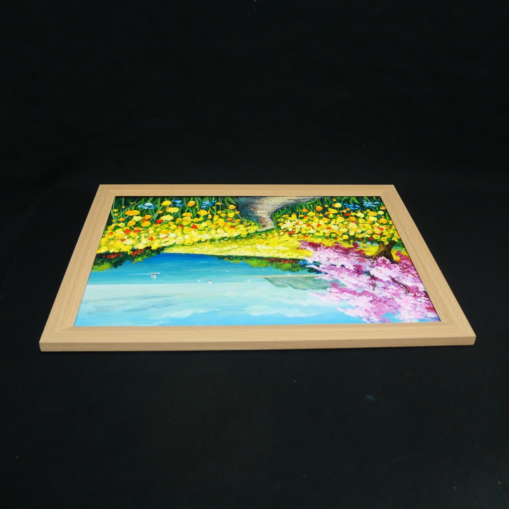 油絵 絵画【希望の花咲く春の日】インテリア 油彩画 春 花