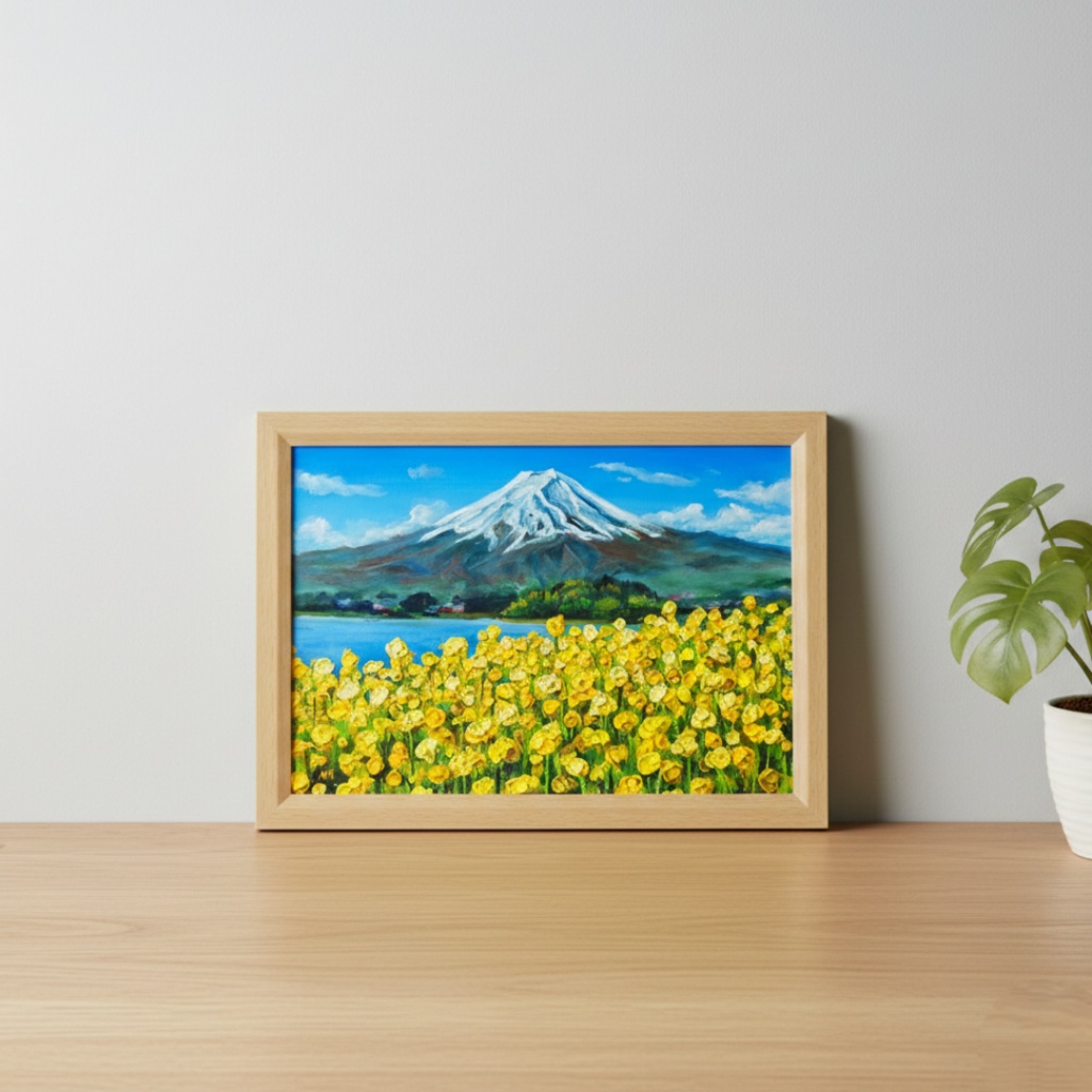 【油絵】春の息吹と、悠久の富士|富士山 絵画 インテリア 油彩画 原画