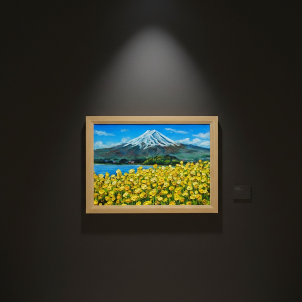 【油絵】春の息吹と、悠久の富士|富士山 絵画 インテリア 油彩画 原画