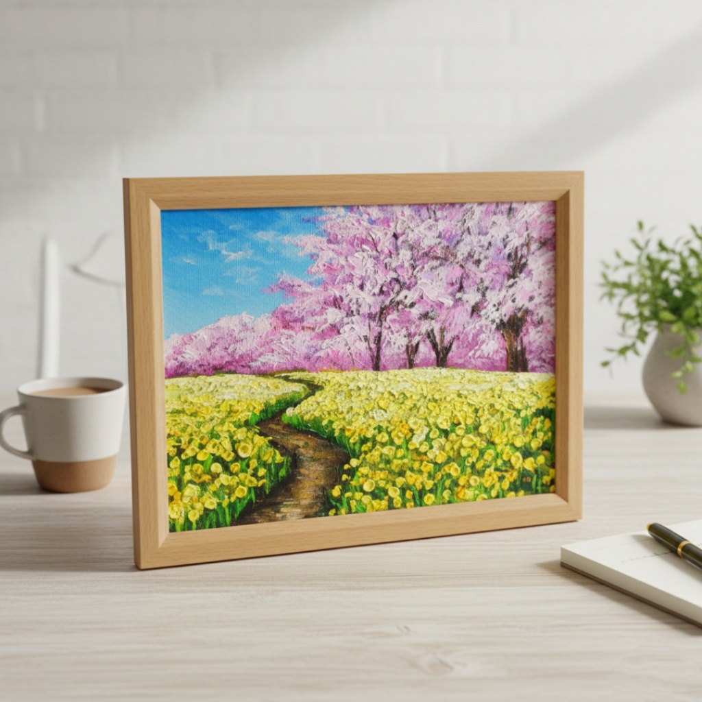 【原画】油彩画「心癒される春の景色」一点物 | 油絵 風景画 アート