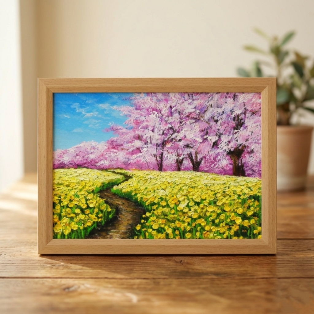 【原画】油彩画「心癒される春の景色」一点物 | 油絵 風景画 アート