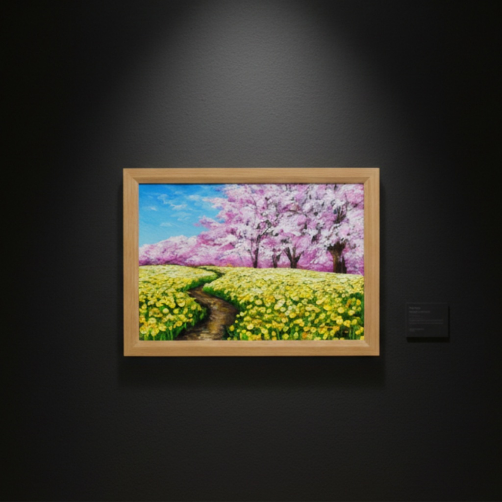 【原画】油彩画「心癒される春の景色」一点物 | 油絵 風景画 アート