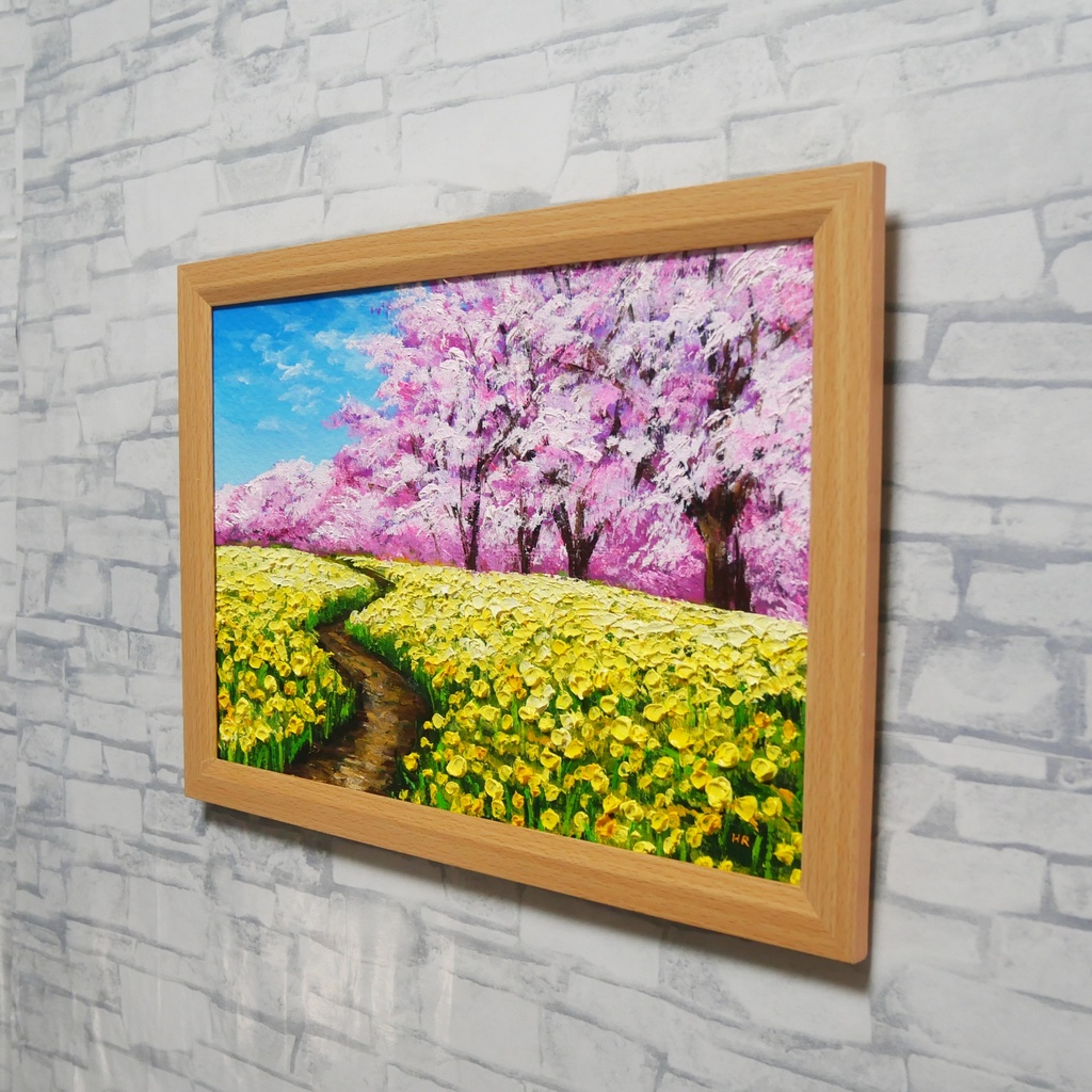 【原画】油彩画「心癒される春の景色」一点物 | 油絵 風景画 アート