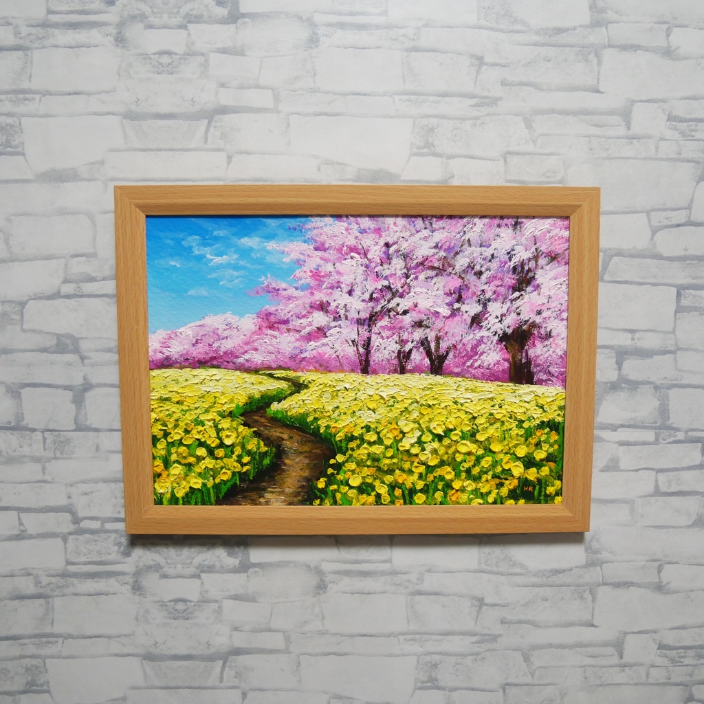 【原画】油彩画「心癒される春の景色」一点物 | 油絵 風景画 アート