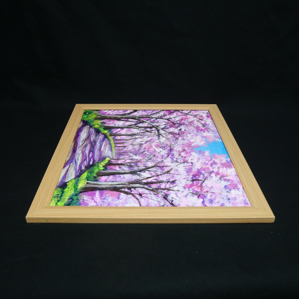 油絵 原画【桜の小道:春の記憶】ピンク 桜の絵 風景画 春のインテリア インテリア絵画 癒やし