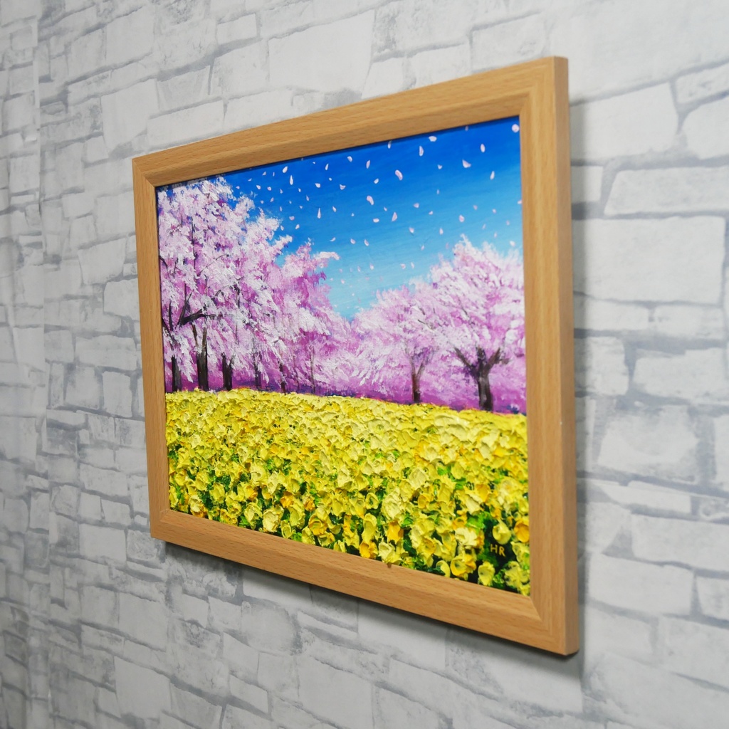 春を呼ぶ油彩画「生命の輝きと春の風」 一点物 インテリアアート