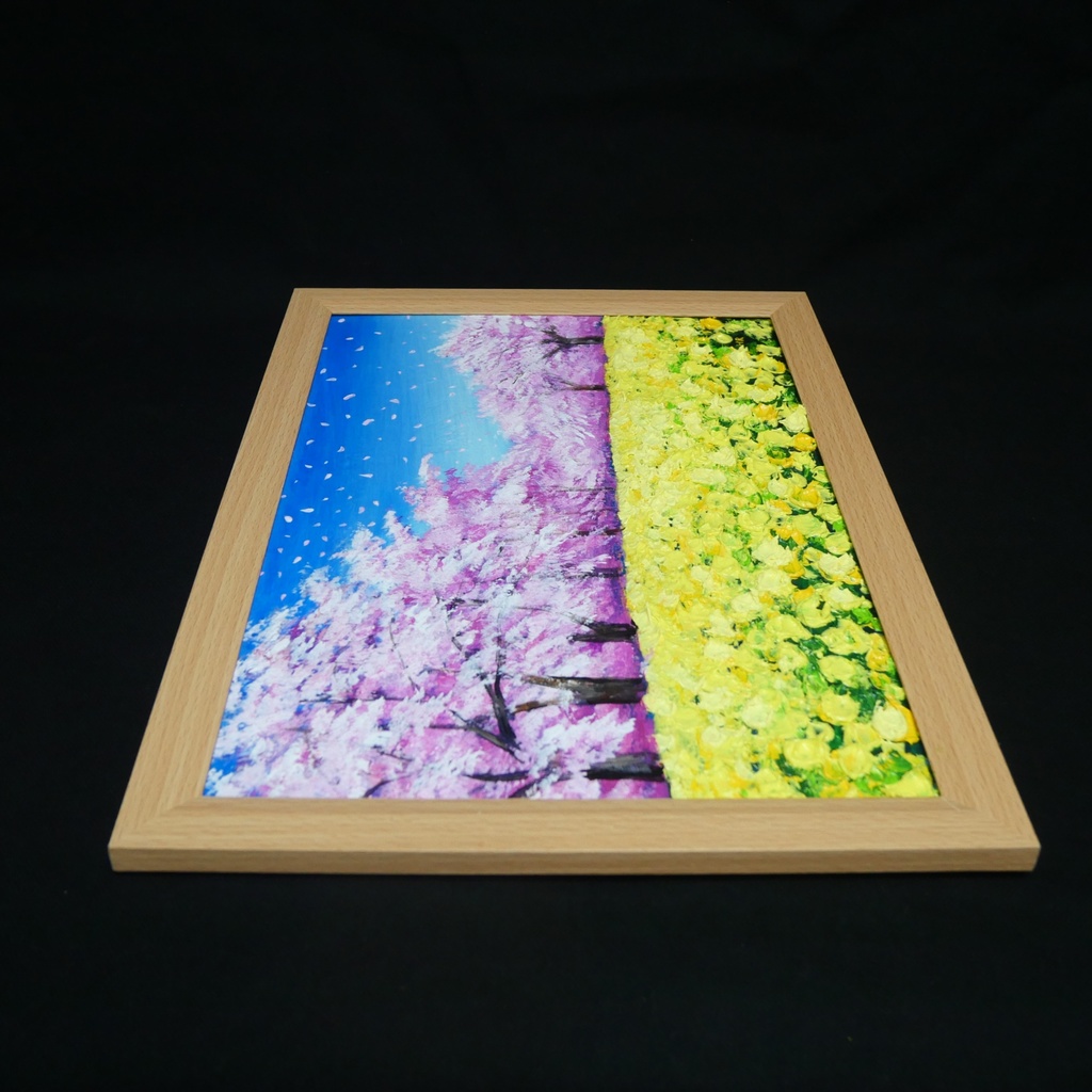 春を呼ぶ油彩画「生命の輝きと春の風」 一点物 インテリアアート