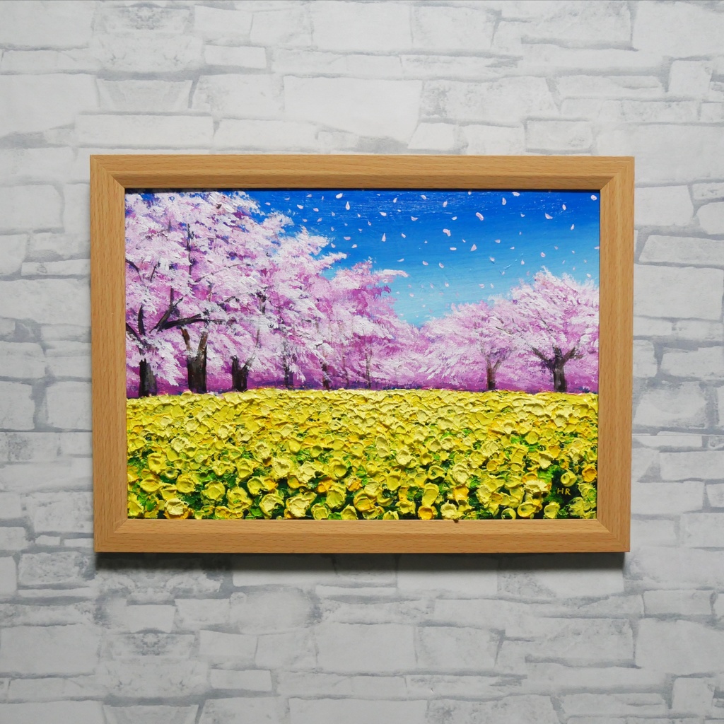 春を呼ぶ油彩画「生命の輝きと春の風」 一点物 インテリアアート