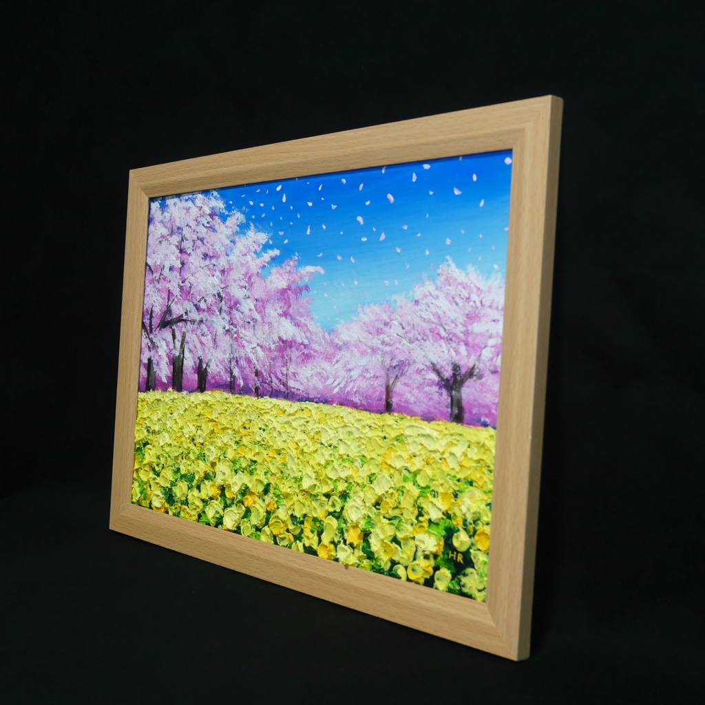 春を呼ぶ油彩画「生命の輝きと春の風」 一点物 インテリアアート