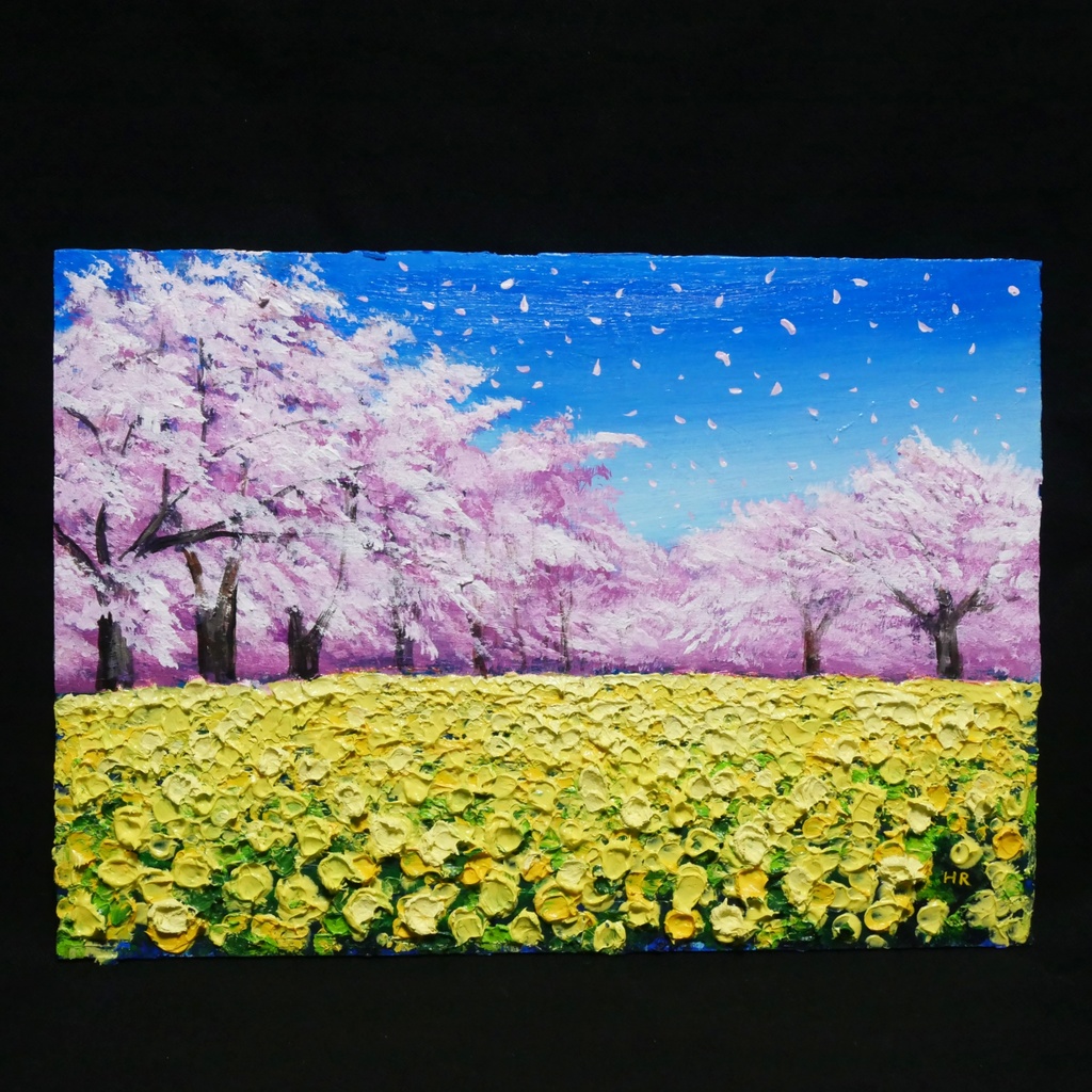 春を呼ぶ油彩画「生命の輝きと春の風」 一点物 インテリアアート