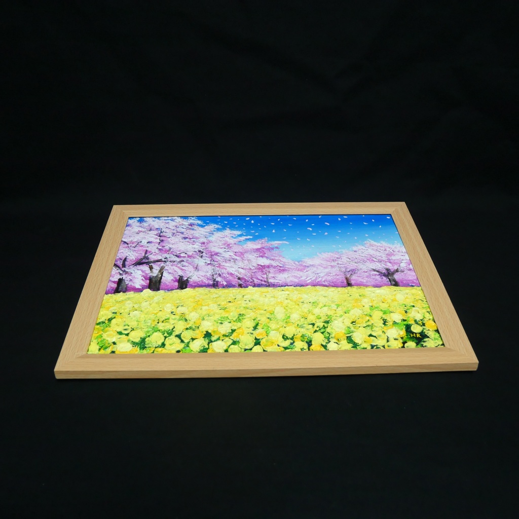 春を呼ぶ油彩画「生命の輝きと春の風」 一点物 インテリアアート