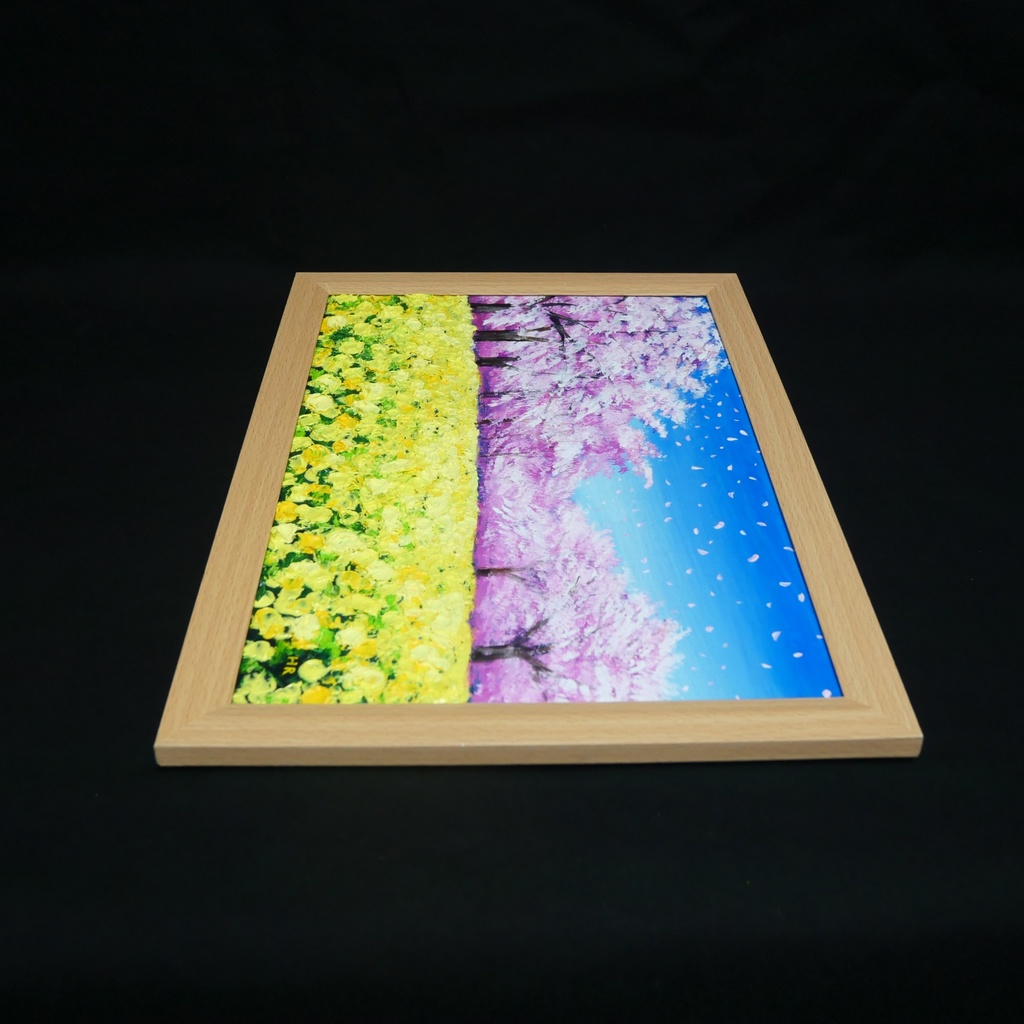 春を呼ぶ油彩画「生命の輝きと春の風」 一点物 インテリアアート