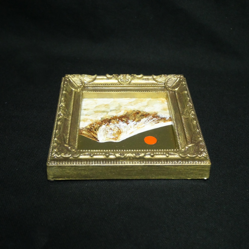 黄金に輝く富士山|油絵ミニ絵画|開運・金運アップの縁起物プチアート