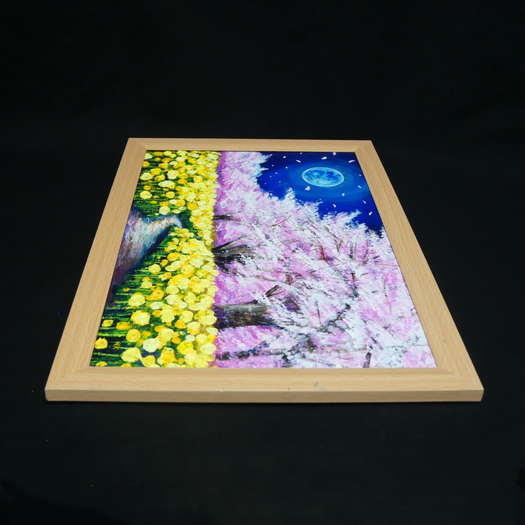 【心癒される春の夜:静寂を照らす月の光】|油彩画 原画 絵画・インテリア・ギフト・ラッピング