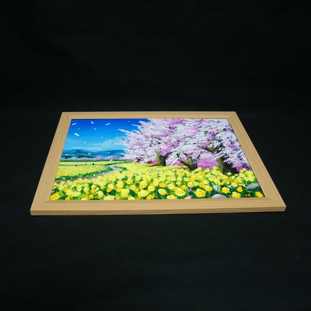 【原画】油彩画「希望の花咲く春の日」 玄関やリビングを飾る花の絵