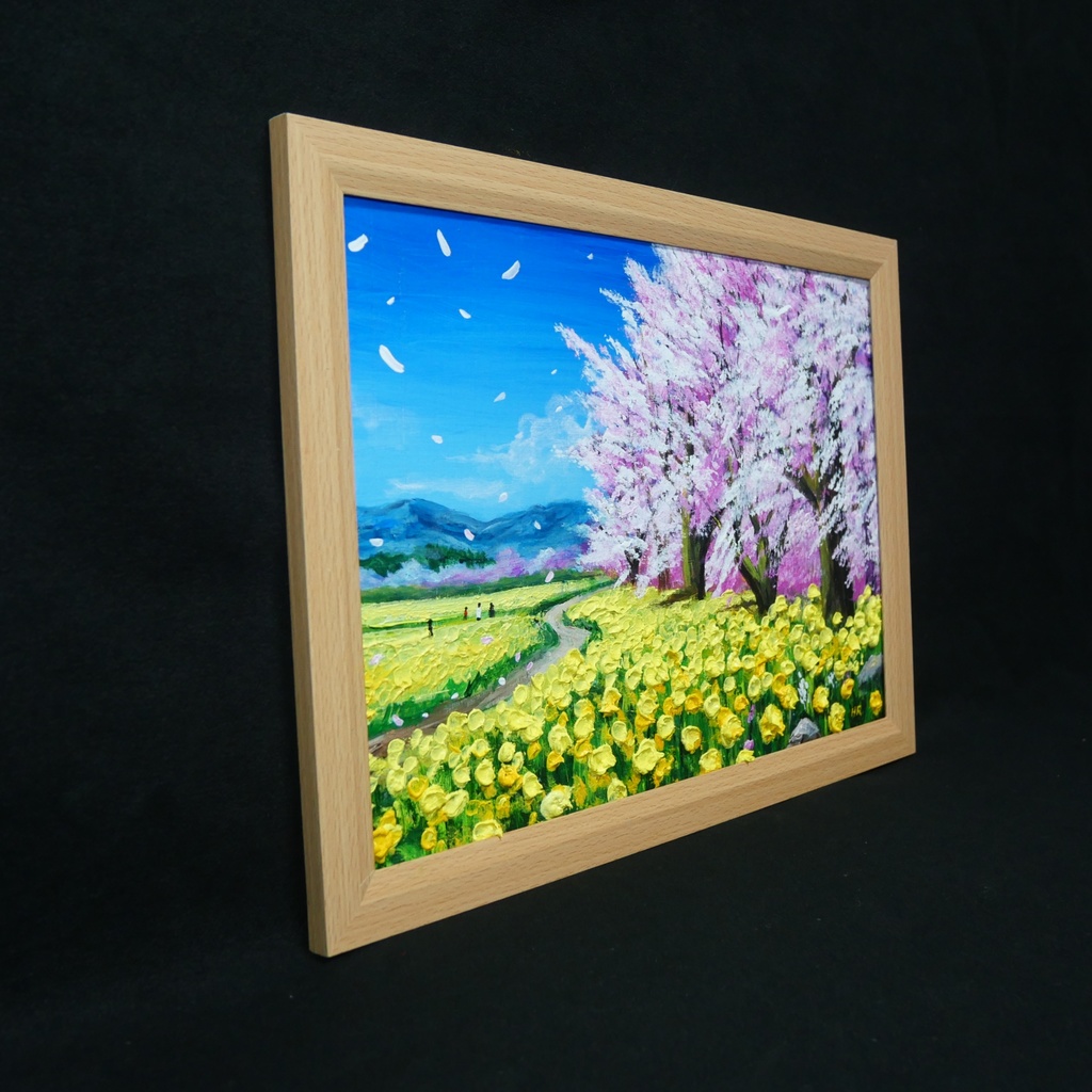 【原画】油彩画「希望の花咲く春の日」 玄関やリビングを飾る花の絵