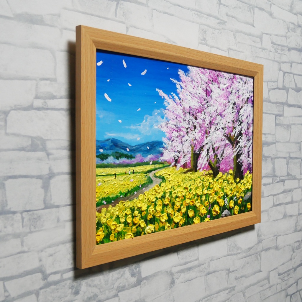 【原画】油彩画「希望の花咲く春の日」 玄関やリビングを飾る花の絵