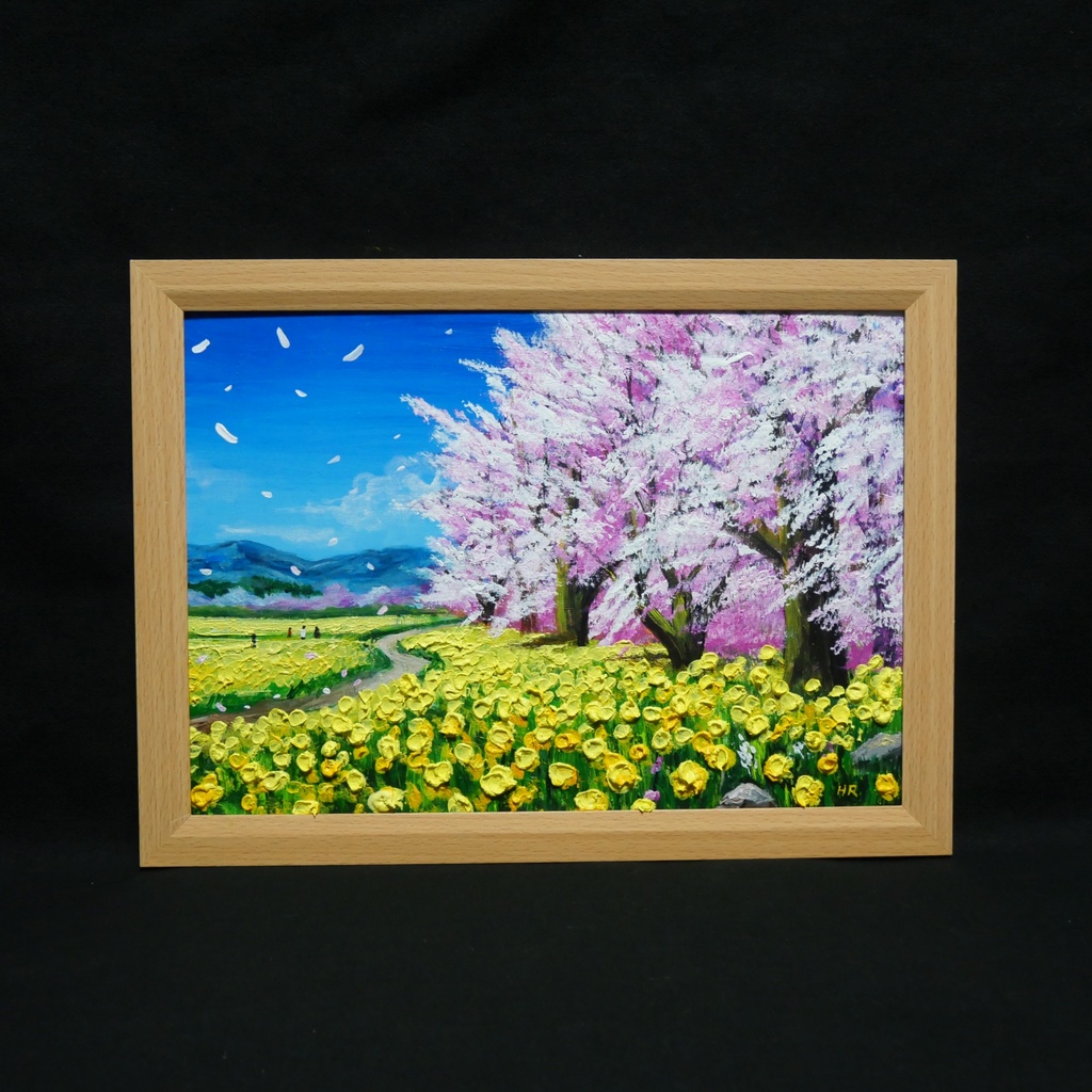 【原画】油彩画「希望の花咲く春の日」 玄関やリビングを飾る花の絵