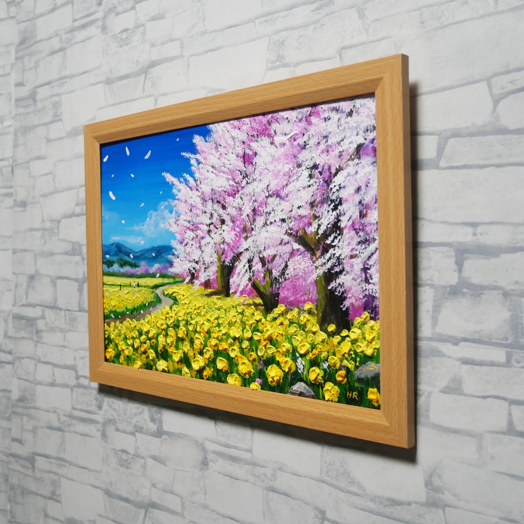 【原画】油彩画「希望の花咲く春の日」 玄関やリビングを飾る花の絵