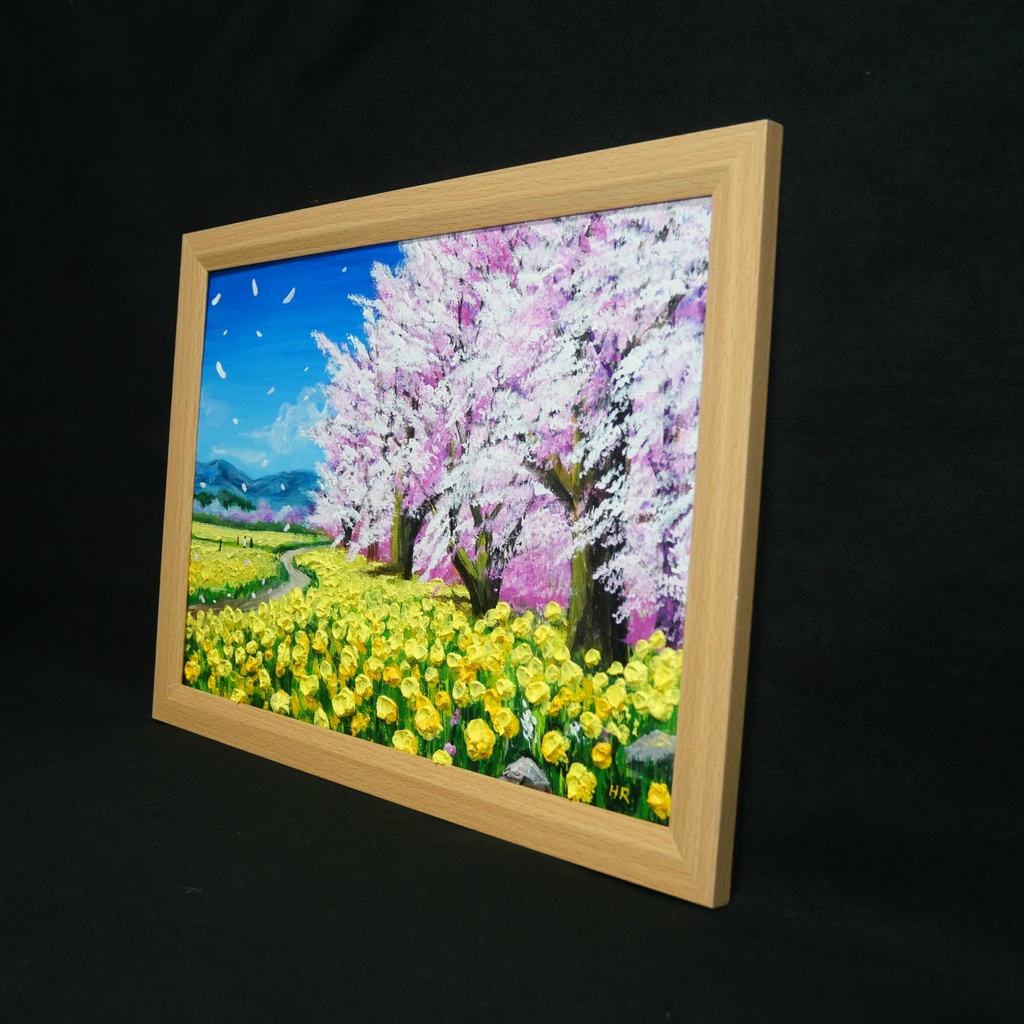 【原画】油彩画「希望の花咲く春の日」 玄関やリビングを飾る花の絵