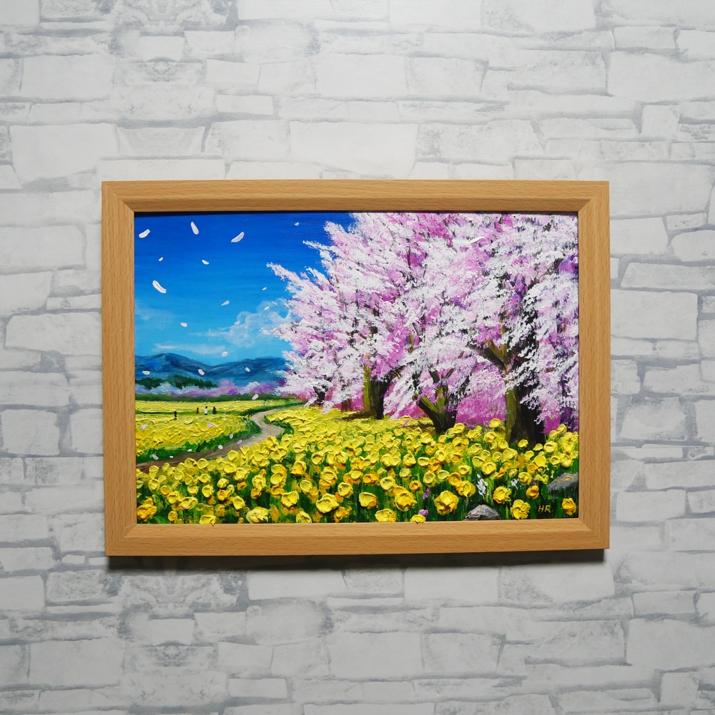 【原画】油彩画「希望の花咲く春の日」 玄関やリビングを飾る花の絵