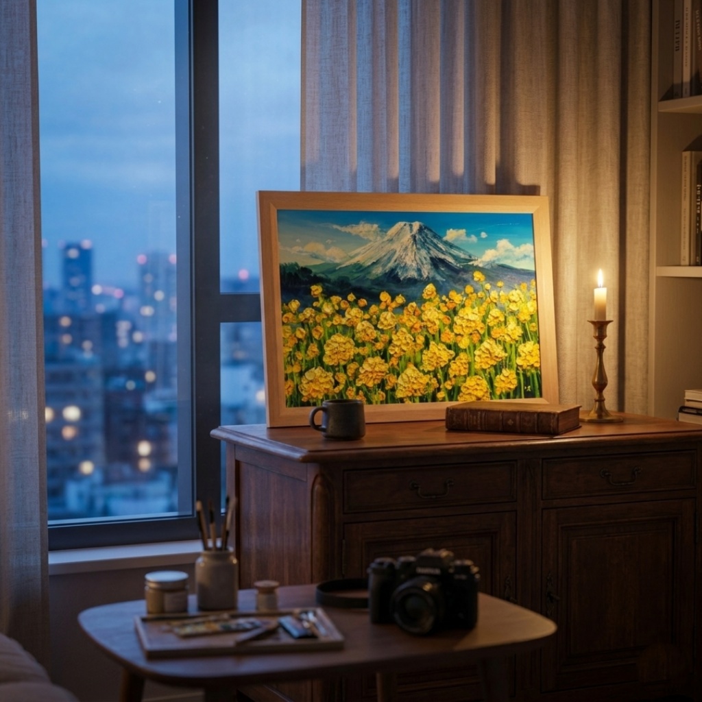 【一点物】黄金の夜明け 〜希望の息吹〜|油絵 絵画 原画 インテリア 風景画 モダンインテリア・新築祝い・開店祝いにも