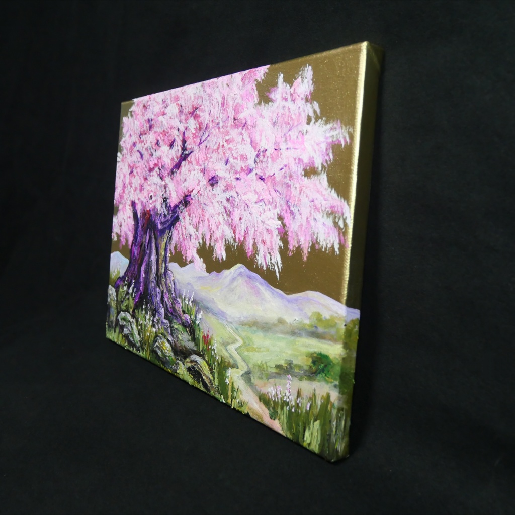 油絵 原画【千年の桜】春の風景画・桜の絵|インテリア・絵画