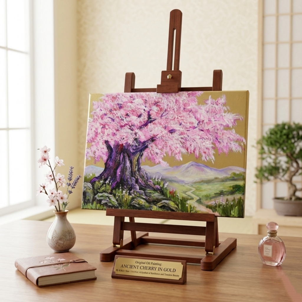 油絵 原画【千年の桜】春の風景画・桜の絵|インテリア・絵画
