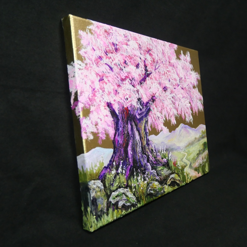 油絵 原画【千年の桜】春の風景画・桜の絵|インテリア・絵画