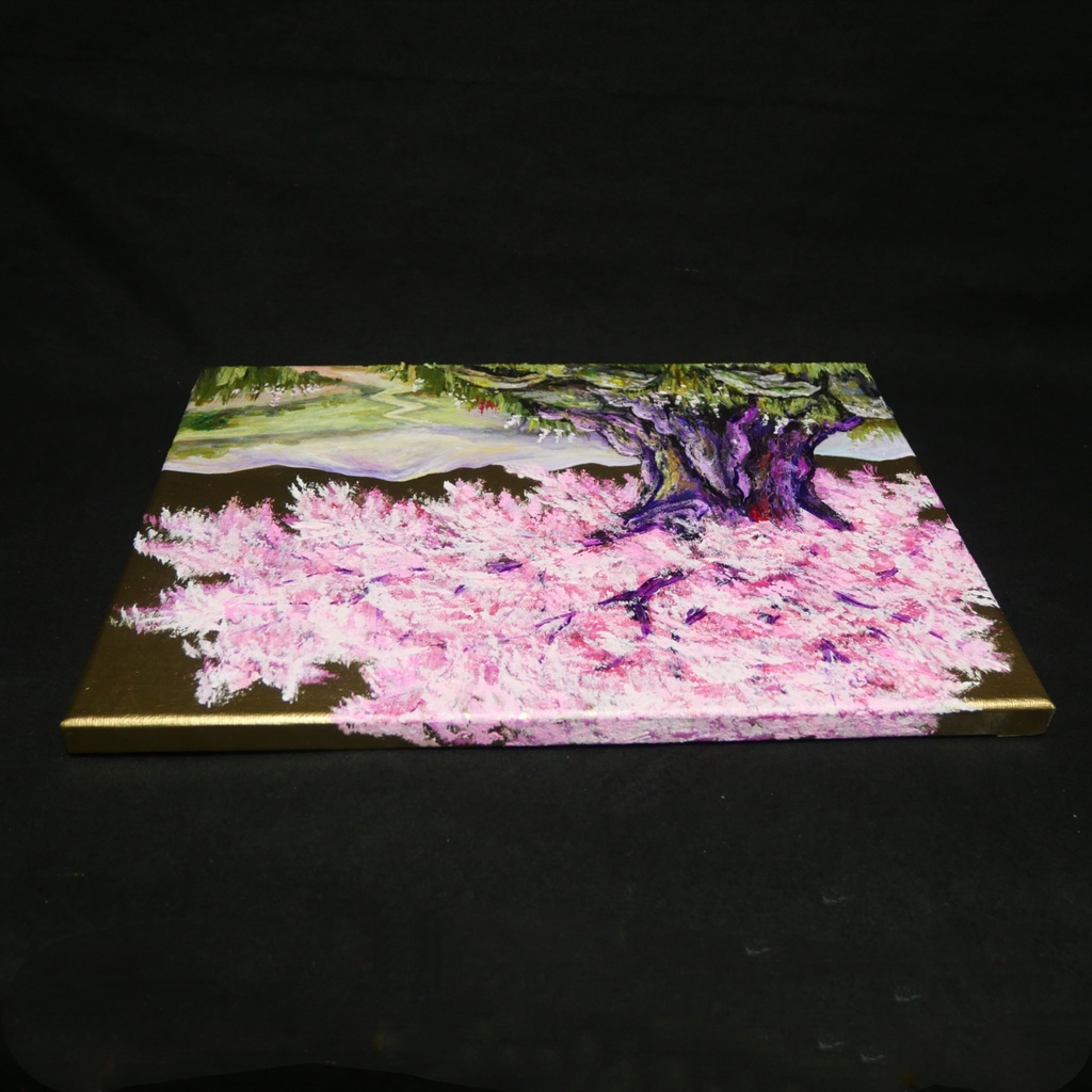 油絵 原画【千年の桜】春の風景画・桜の絵|インテリア・絵画