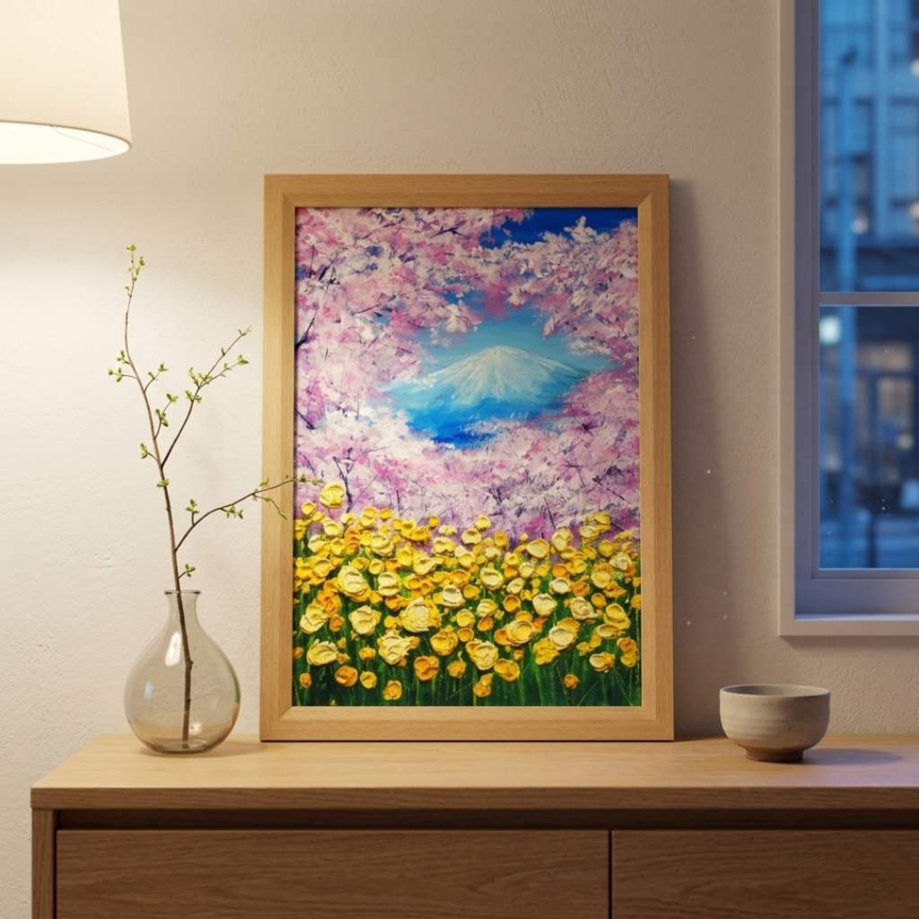 油絵【祝祭の富士】富士山 絵画 油彩画 原画 風景画|開運 縁起物 金運 アート インテリア