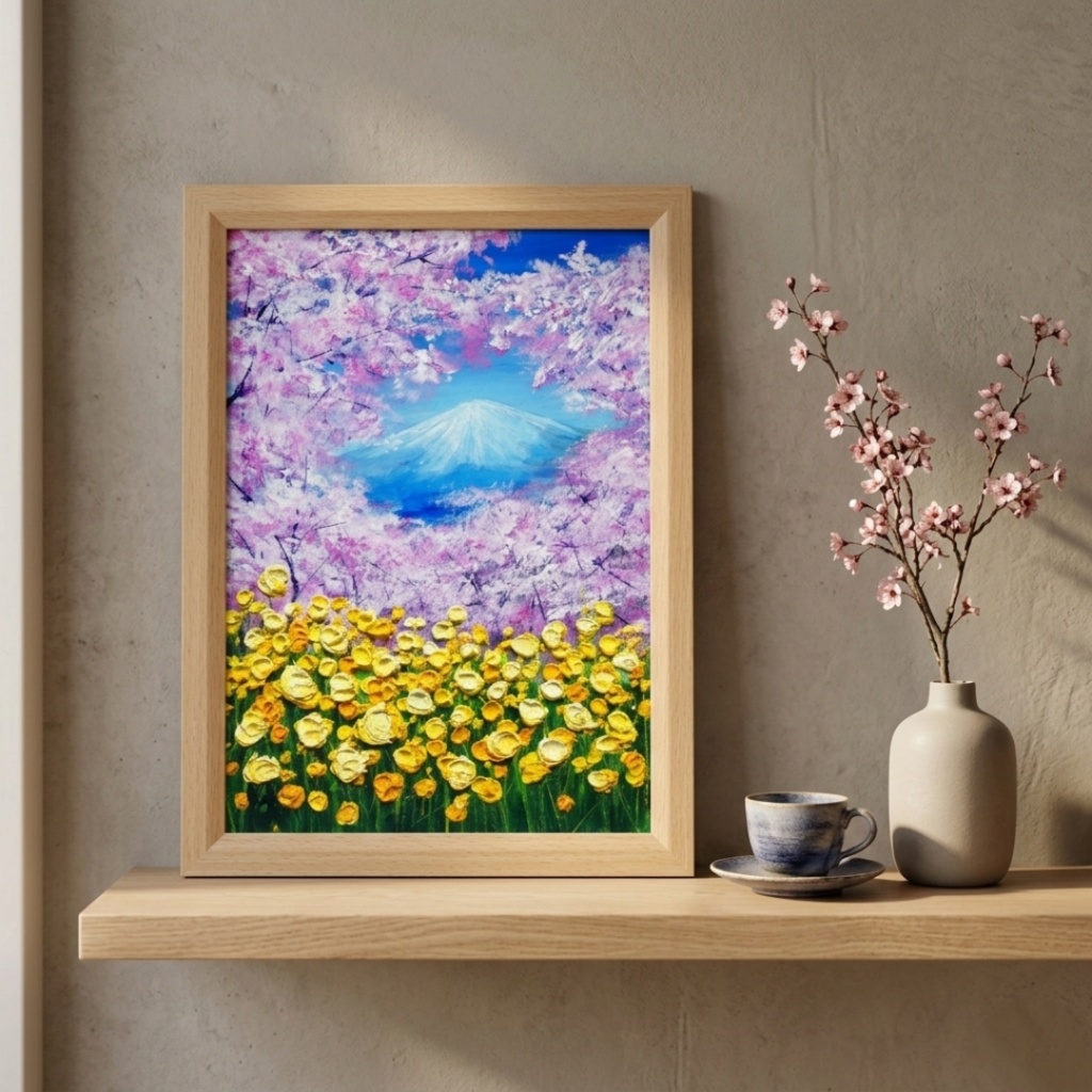 油絵【祝祭の富士】富士山 絵画 油彩画 原画 風景画|開運 縁起物 金運 アート インテリア