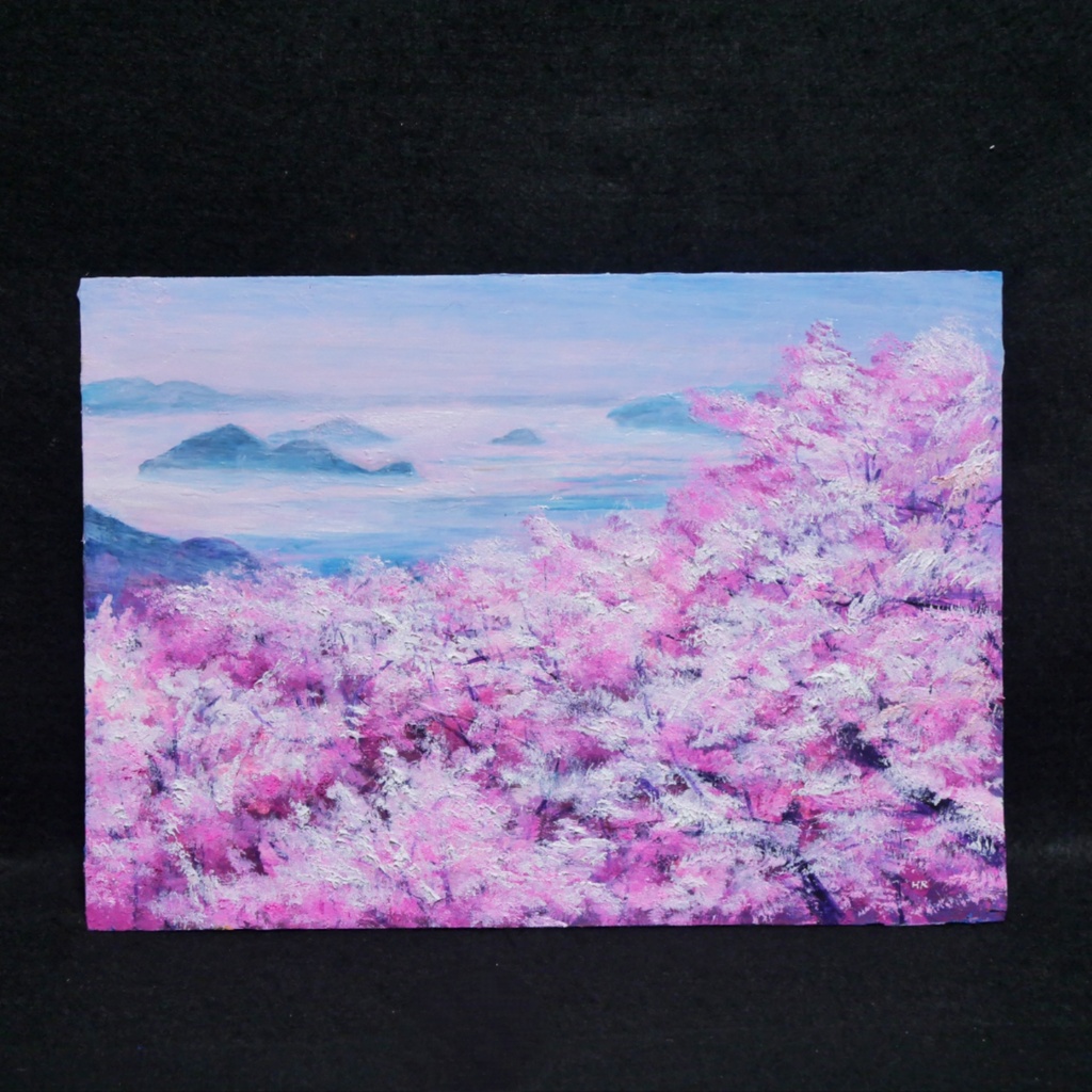【一点物】春の光を飾る。油絵原画【春の瀬戸内、淡い夢】肉筆一点物 手描き風景画 リビングや玄関の彩りに