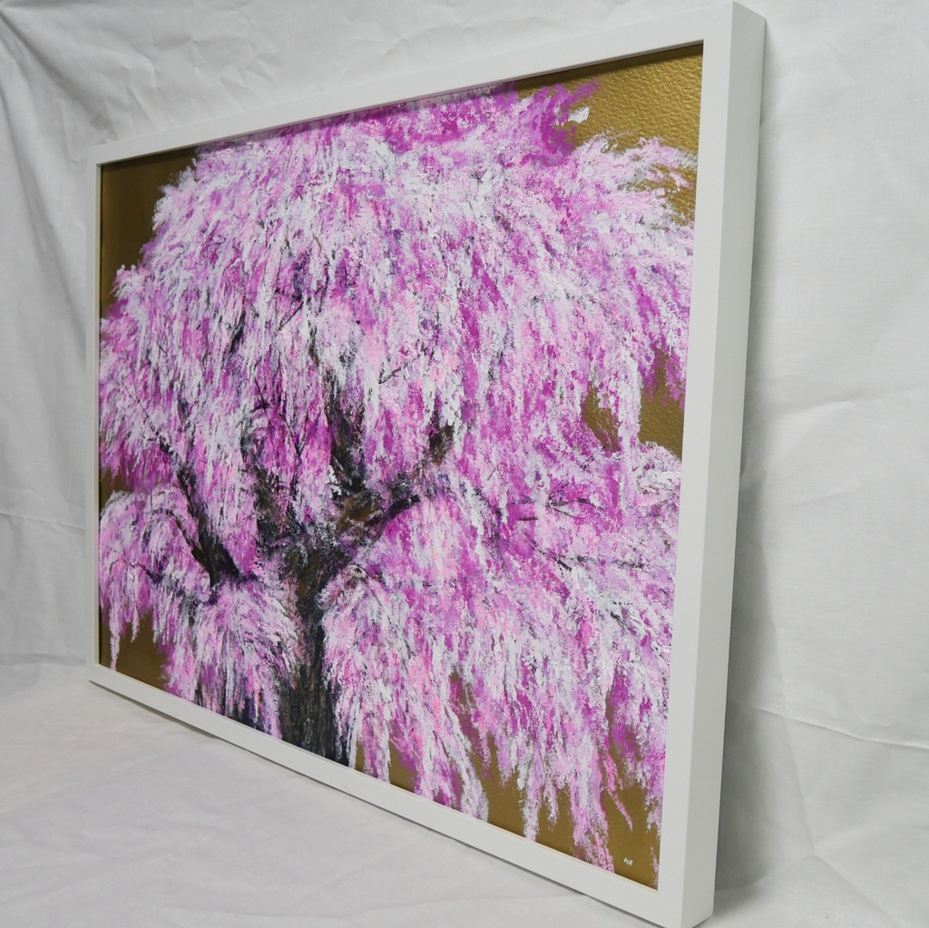 【油絵/一点物】至福の輝き『黄金に輝く桜の大樹』