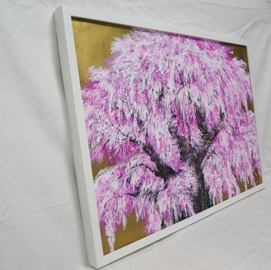 【油絵/一点物】至福の輝き『黄金に輝く桜の大樹』