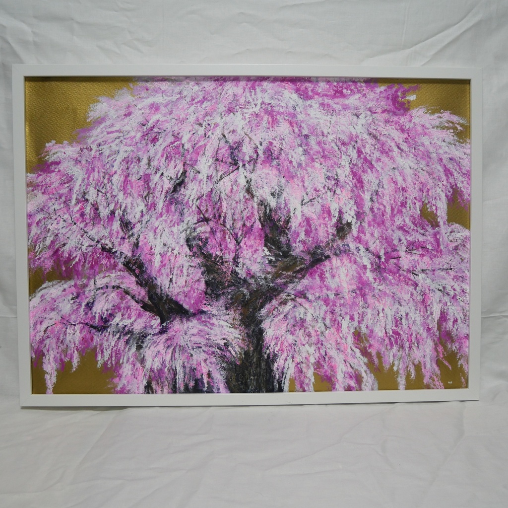 【油絵/一点物】至福の輝き『黄金に輝く桜の大樹』